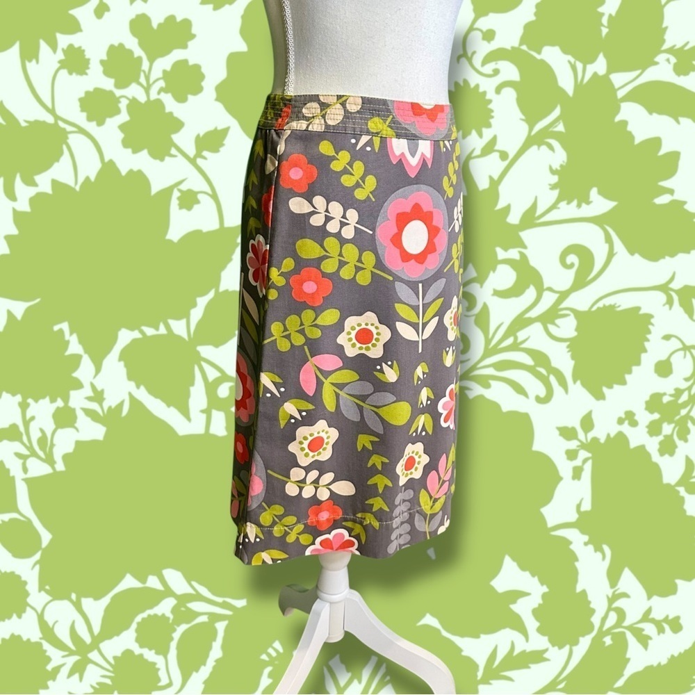 Boden Mod Style Gray, Pink & Green Floral Print A-Line Cotton Twill Skirt Size 4 - Picture 14 of 14